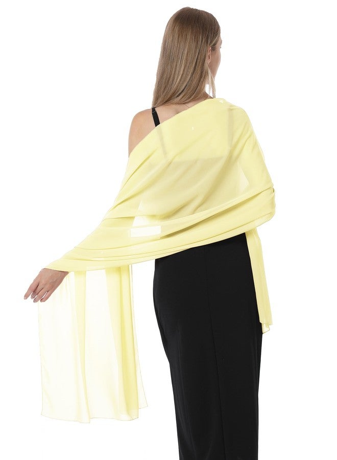 Hotshawl Chiffon Shawls and Wraps for Evening Dresses Women Elegant Soft Scarf Bridal Scarve Wedding Stole, Yellow, Plus Size - Image 5