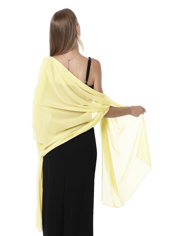 Hotshawl Chiffon Shawls and Wraps for Evening Dresses Women Elegant Soft Scarf Bridal Scarve Wedding Stole, Yellow, Plus Size - Image 1