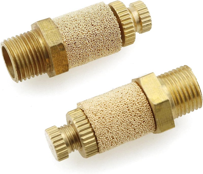 Eoutstanding 5Pcs Solenoid valve copper muffler Pneumatic Muffler Silencer Adjustable 1/4 inch Threaded Air Filter Flow Speed Controller Muffler Fitting - Image 3
