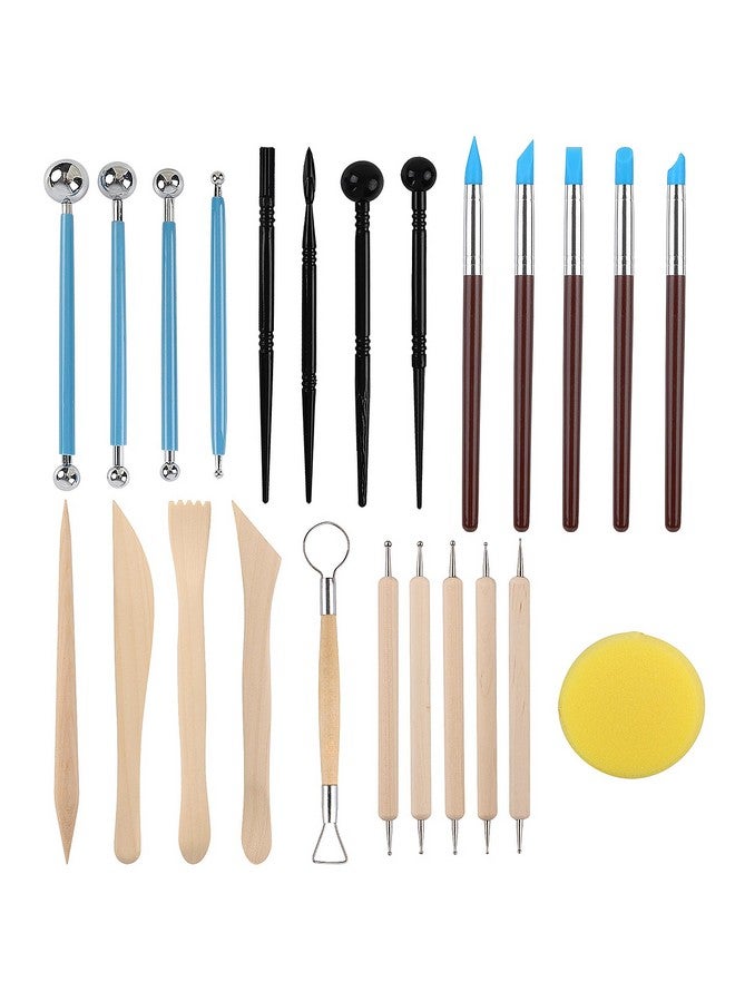 RUBFAC Polymer Clay Tools, Clay Tools Kit, 24Pcs Clay Sculpting Tools Set With Stylus And Rock Painting Kit - Air Dry Clay Modeling Tools For Pottery And Sculpture - Image 1