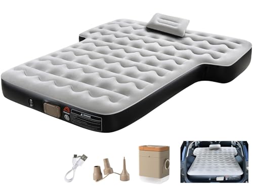 Coverado SUV Air Mattress Thickened FlockedTop Car Air Mattress with Wireless Builtin Pump Pillows Patch Kit Carry Bag QuickEasy Set Up SUV Mattress Camping Bed Universal fit for Most Cars - Image 1