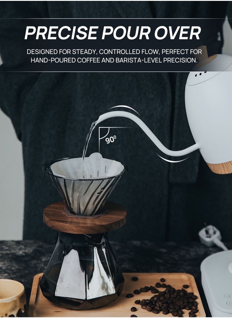 غلاية كهربائية برقبة إوزة V60 مع منظم حرارة Strix بريطاني ±1° – غلاية قهوة احترافية لتحضير القهوة المقطرة بتحكم دقيق في تدفق الماء – مناسبة لمقاهي القهوة والمسابقات