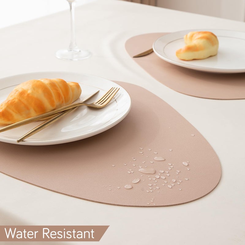 HOKIPO HOKIPO Premium Faux Leather Dining Table Mats Heat Resistant Leak and Waterproof Non Slip Dinner Mats 4 Pcs Sand AR5188SND4 - Image 4