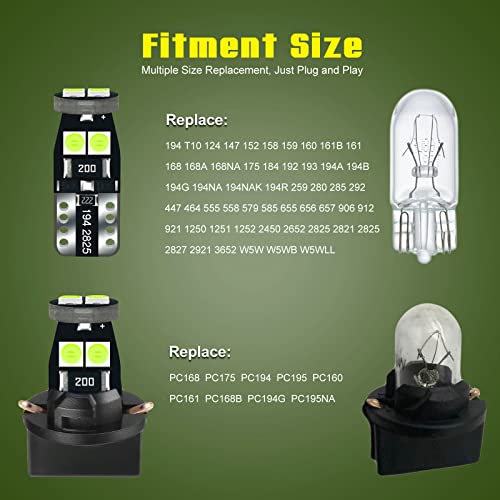 DODOFUN 12V Ice Blue T5 PC74 PC37 PC118 T10 PC168 PC175 PC194 PC195 PC160 PC161 Instrument Cluster Light LED Bulb Replacement 37 74 73 2723 2721 158 168 194 2825 Dashboard Panel Gauge Indicator Lamp N Socket - Image 3