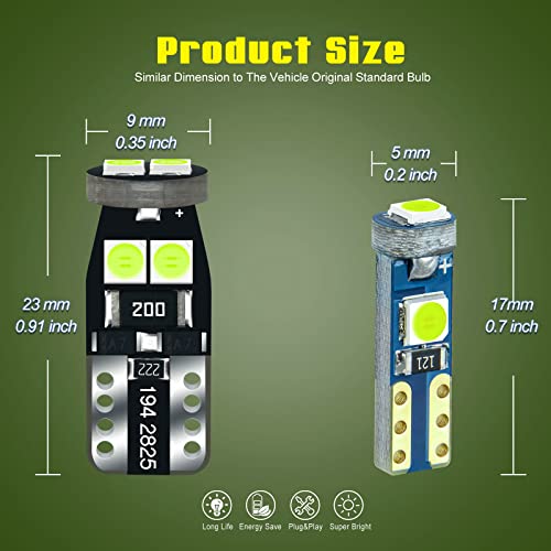 DODOFUN 12V Ice Blue T5 PC74 PC37 PC118 T10 PC168 PC175 PC194 PC195 PC160 PC161 Instrument Cluster Light LED Bulb Replacement 37 74 73 2723 2721 158 168 194 2825 Dashboard Panel Gauge Indicator Lamp N Socket - Image 2