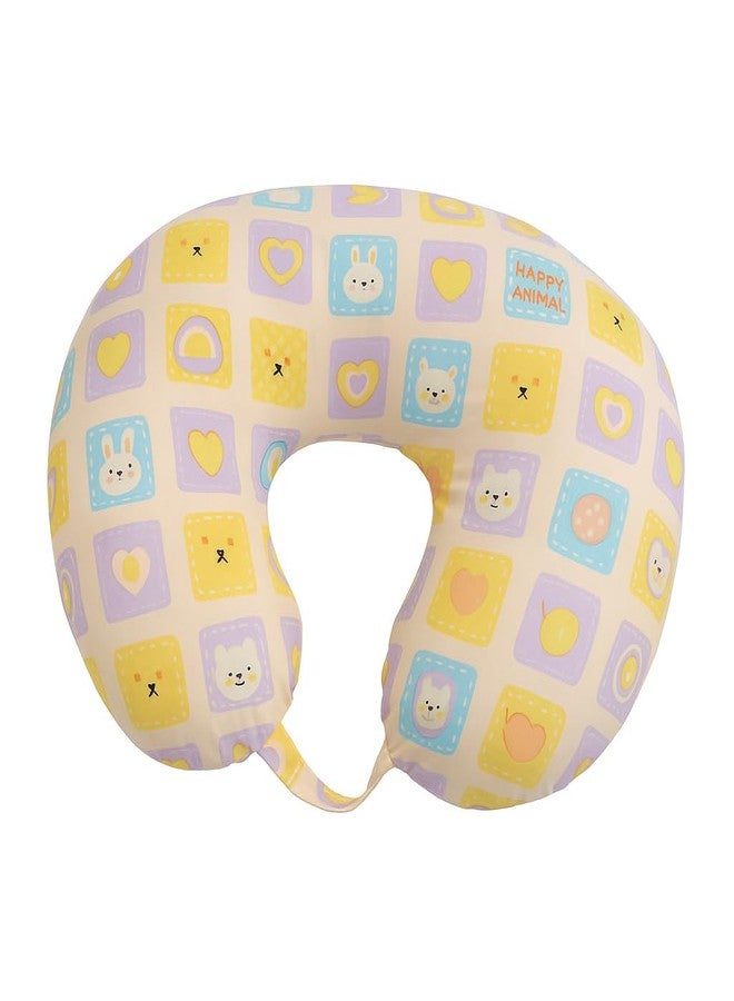 DTR Creation Baby Feeding Pillow | Soft U-Shaped Nursing Pillow for Breastfeeding & Support | Comfortable Cotton Cushion for Newborns & Moms | Cute Bunny & Heart Print - Yellow Multicolor - Image 1
