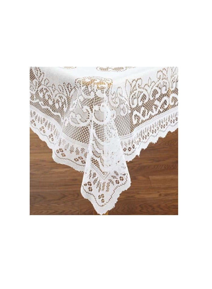 BW Products White Lace Reusable Tablecloth Rectangle Size 60" X 104"