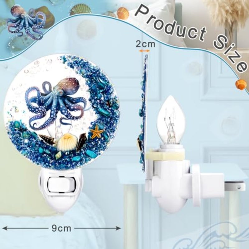 Plug in Seashell Night Light Ocean Sea Animal Decorative Night Light Plug in Beach Lamps Vintage Ocean Lamps for Adult for Home Bedroom Living Room Bathroom Wall - Image 2