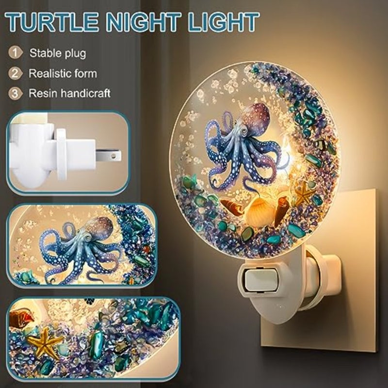 Plug in Seashell Night Light Ocean Sea Animal Decorative Night Light Plug in Beach Lamps Vintage Ocean Lamps for Adult for Home Bedroom Living Room Bathroom Wall - Image 3