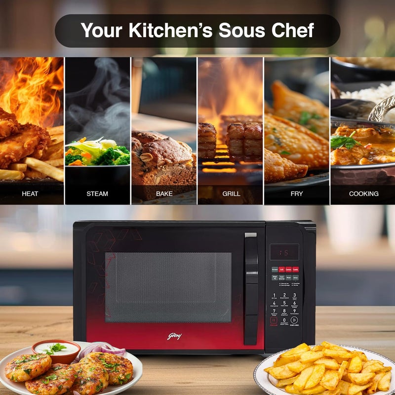 Godrej Godrej 23 L Convection Microwave Oven With Stainless Steel Cavity Digital Display and 205 Instacook Receipes GME 523 CF1 RM Floral Black  - Image 3