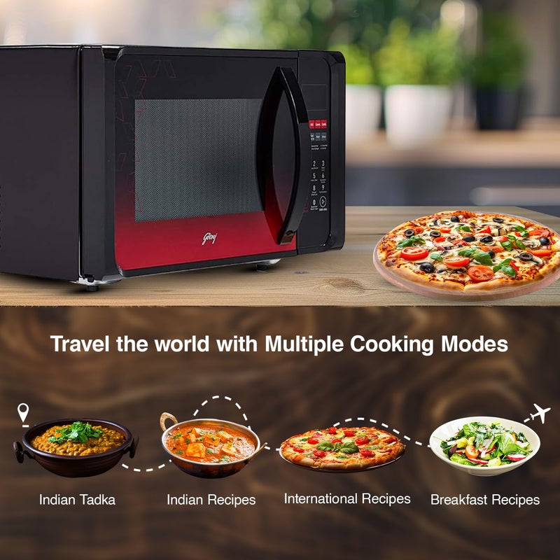 Godrej Godrej 23 L Convection Microwave Oven With Stainless Steel Cavity Digital Display and 205 Instacook Receipes GME 523 CF1 RM Floral Black  - Image 4