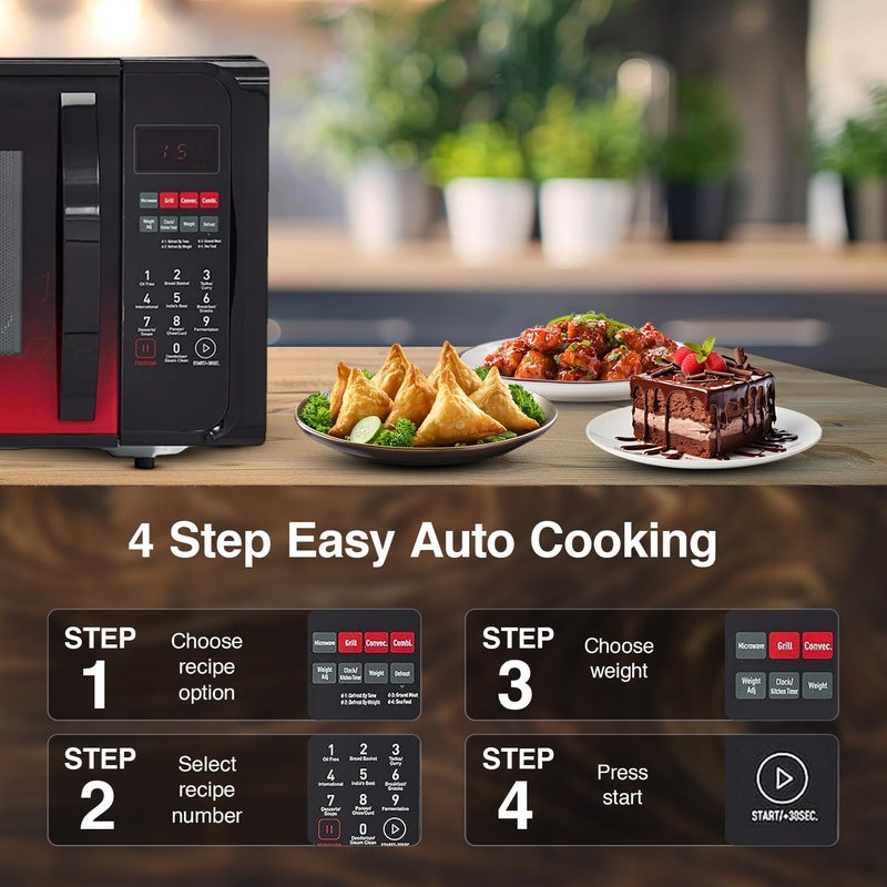 Godrej Godrej 23 L Convection Microwave Oven With Stainless Steel Cavity Digital Display and 205 Instacook Receipes GME 523 CF1 RM Floral Black  - Image 2