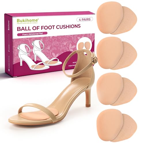 Bukihome Ball of Foot Cushion Pads for Women Bukihome 4Pair Metatarsal Pads Prevent and Alleviate BallofFoot Pain NonSlip Prevent Sliding Forward Forefoot Cushions for High Heels Sandals Khaki - Image 2