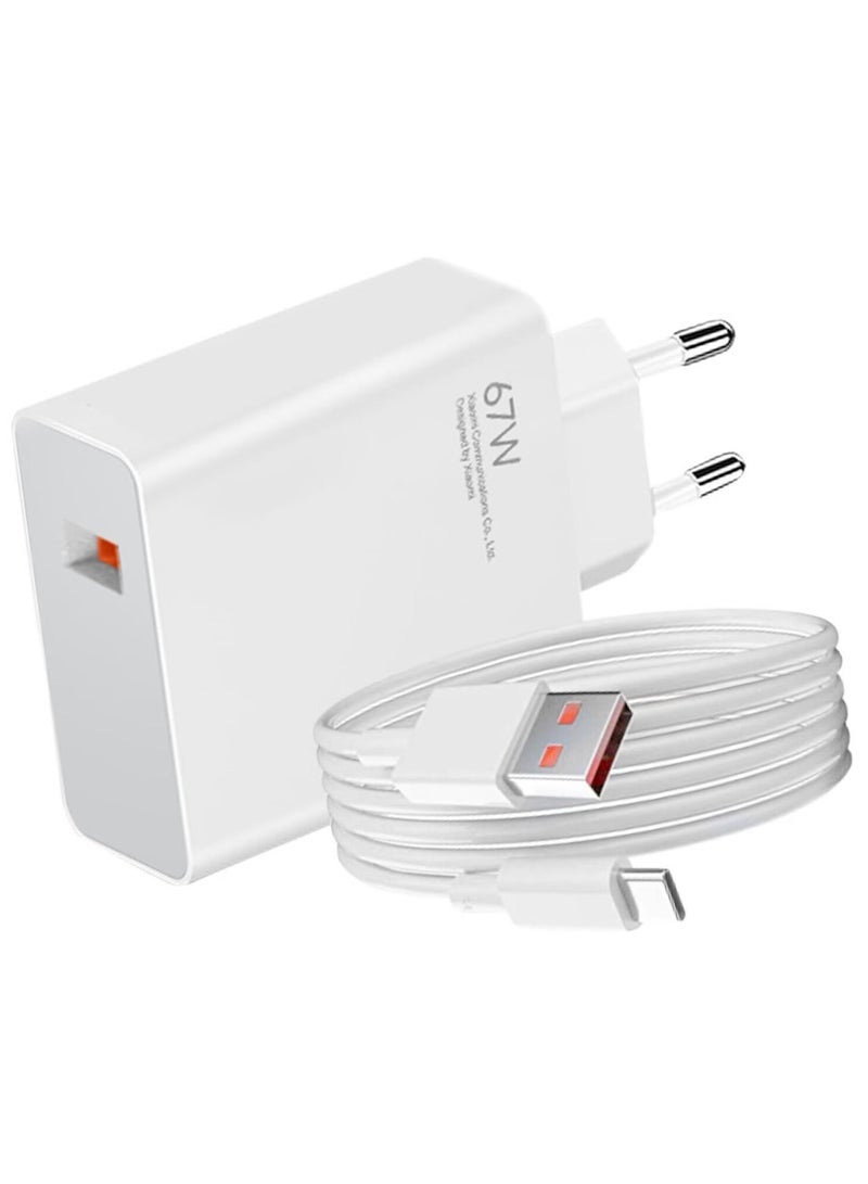 MUNTAQI Original Xiaomi 67W USB Wall Charger – Includes USB to USB-C Cable, Fast Charging for Phones, Tablets & More - Image 1