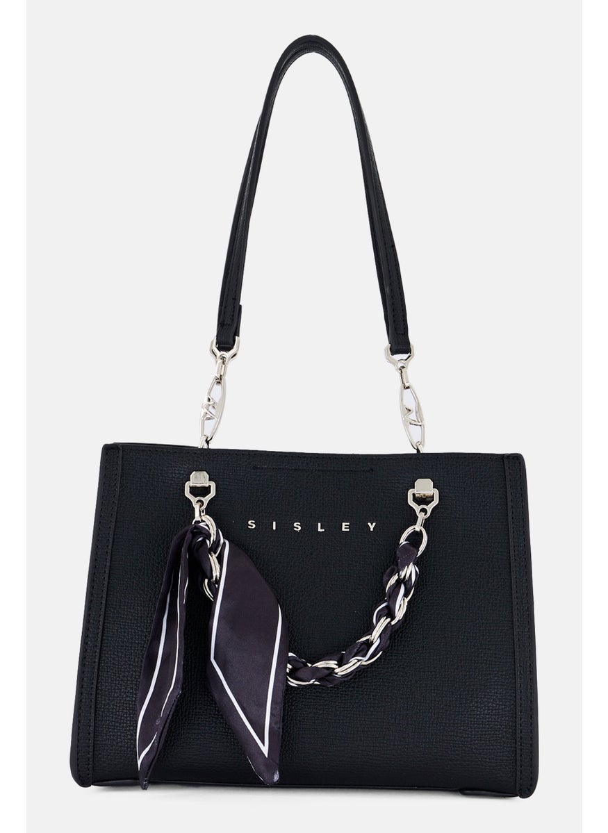 SISLEY Women Brand Logo Shoulder Bag, Black  - Image 1
