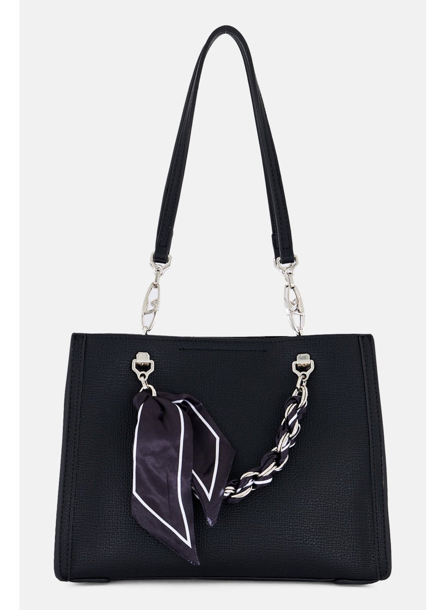 SISLEY Women Brand Logo Shoulder Bag, Black  - Image 2