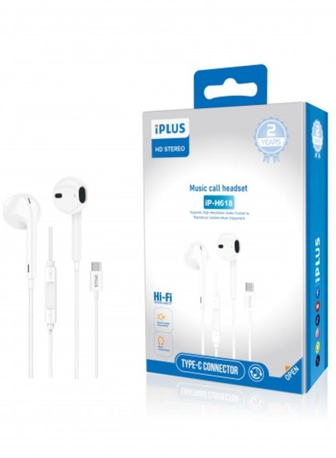 آي بلس سماعة رأس iPLUS iP-H618 ستيريو عالية الدقة للموسيقى والمكالمات - صوت عالي الجودة، موصل من نوع Type-C - Image 2