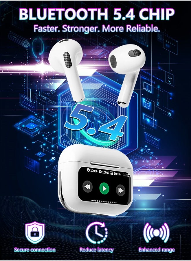 Bonic - Bluetooth Headphones Premium Sound Quality Wireless Earbuds AI Translation Multi-language Real-time Translation in-ear Electroplating Headset - White - Image 1