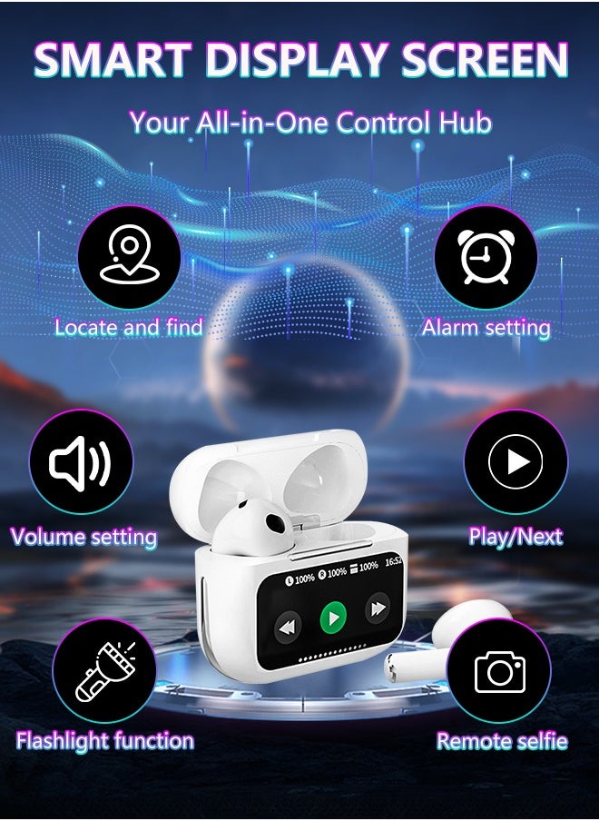 Bonic - Bluetooth Headphones Premium Sound Quality Wireless Earbuds AI Translation Multi-language Real-time Translation in-ear Electroplating Headset - White - Image 1