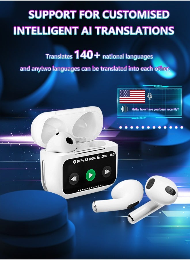 Bonic - Bluetooth Headphones Premium Sound Quality Wireless Earbuds AI Translation Multi-language Real-time Translation in-ear Electroplating Headset - White - Image 1