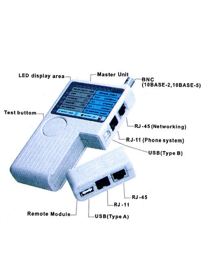 Loquat 4-in-1 Remote RJ11 RJ45 USB BNC LAN Network Phone Cable Tester Meter Device Machine White  - Image 2