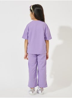Styli Oversized Waffle Patch Detail T-Shirt & Wide Leg Pant Set  - Image 4