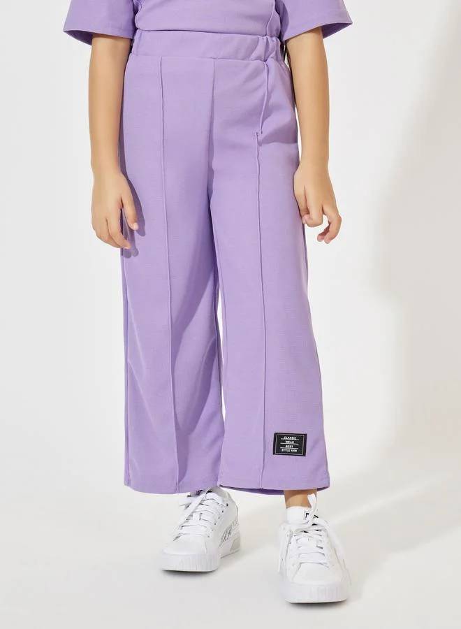 Styli Oversized Waffle Patch Detail T-Shirt & Wide Leg Pant Set
