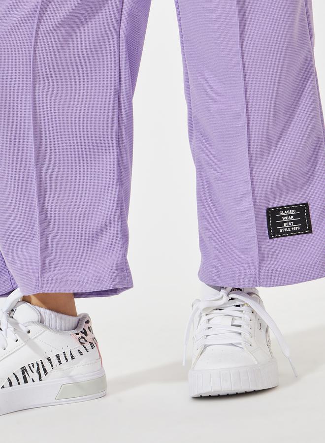 Oversized Waffle Patch Detail T-Shirt & Wide Leg Pant Set