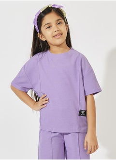 Styli Oversized Waffle Patch Detail T-Shirt & Wide Leg Pant Set  - Image 2