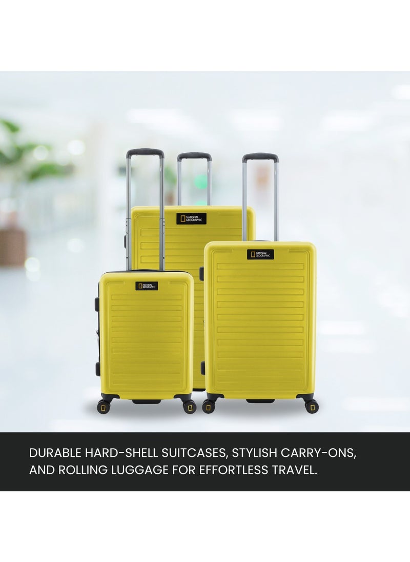NATIONAL GEOGRAPHIC National Geographic Cruise 100% PC Hardshell Medium Check-In Suitcase Yellow, Durable Featherweight TSA Combination Lock Travel Luggage, 4 Quite Spinner Wheel Trolley Bag (24 Inch).  - Image 2