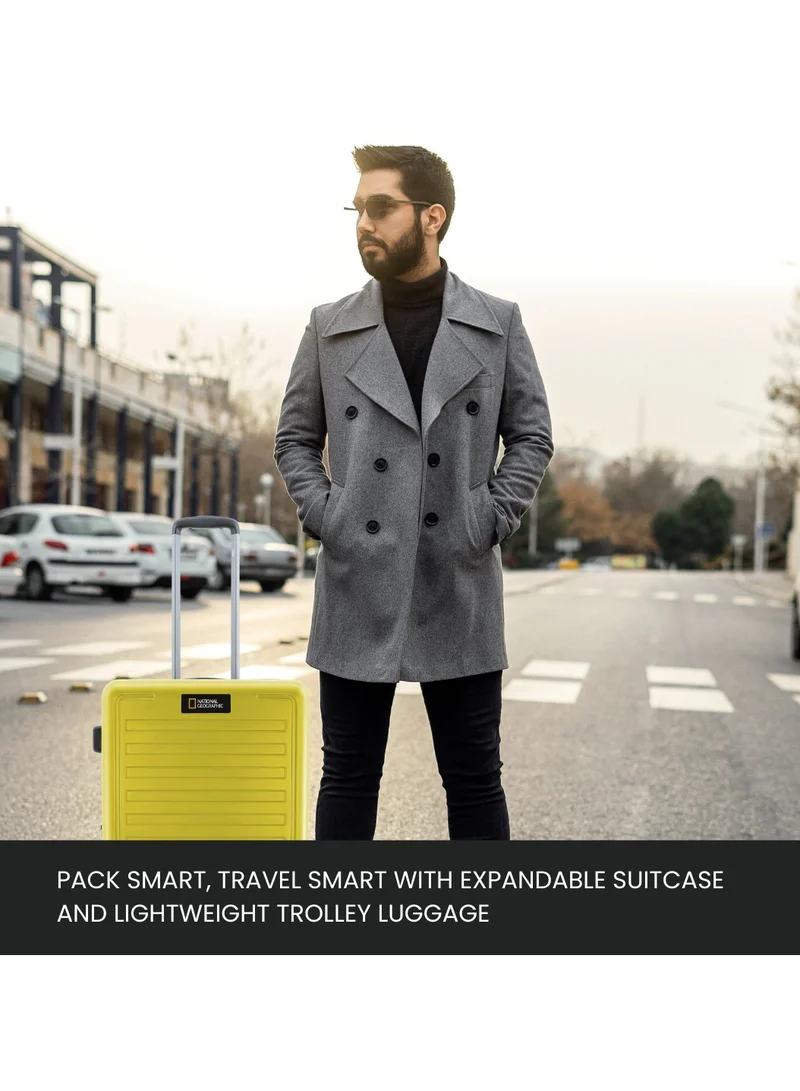 NATIONAL GEOGRAPHIC National Geographic Cruise 100% PC Hardshell Medium Check-In Suitcase Yellow, Durable Featherweight TSA Combination Lock Travel Luggage, 4 Quite Spinner Wheel Trolley Bag (24 Inch).