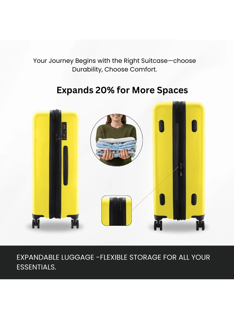 NATIONAL GEOGRAPHIC National Geographic Cruise 100% PC Hardshell Medium Check-In Suitcase Yellow, Durable Featherweight TSA Combination Lock Travel Luggage, 4 Quite Spinner Wheel Trolley Bag (24 Inch).