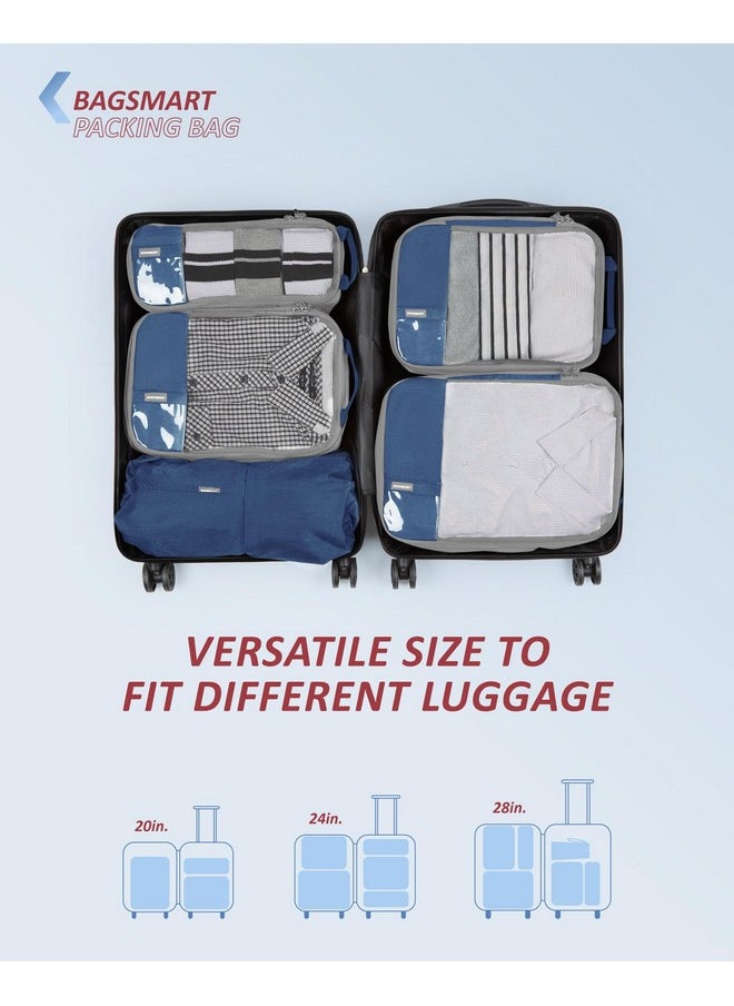 BAGSMART BAGSMART 6 Set Compression Packing Cubes for Travel, Lightweight Vacation Travel Essentials for Men, Travel Accessories for Suitcase Organizer Bags Set, Durable Luggage Organizer Travel Bags  - Image 3