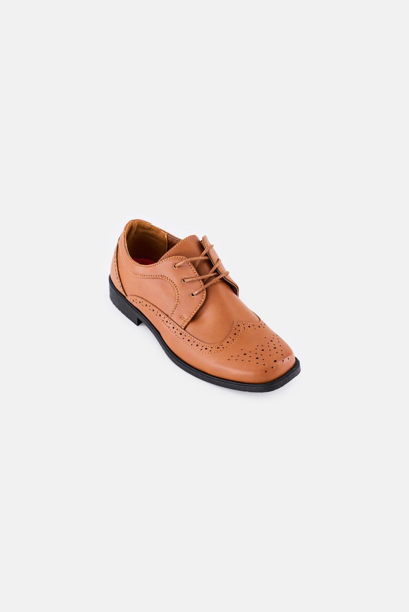 Josmo Kids Boy Lace Up Oxford Shoes, Brown  - Image 1
