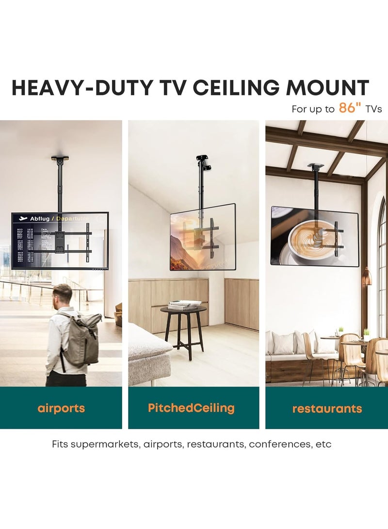 Ceiling TV Mount – Adjustable Hanging Bracket – Fits Most 43–86 Inch LCD, LED & OLED 4K TVs – Supports up to 132lbs, Max VESA Compatible - Image 4