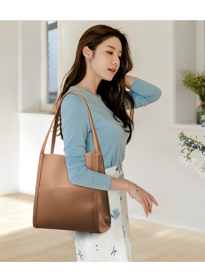 REOCLE Women's Handbag Genuine Leather Tote Bag Simple Solid Color Top Handle Satchel Soft Casual Retro Shoulder Bags for Everyday Use  - Image 5