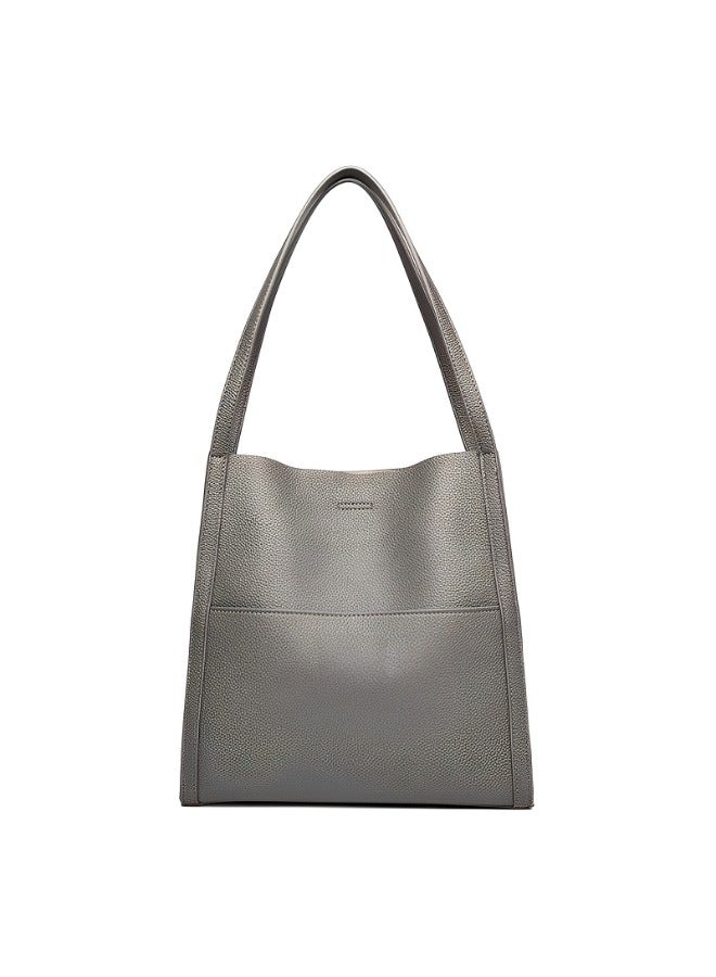 REOCLE Women's Handbag Genuine Leather Tote Bag Simple Solid Color Top Handle Satchel Soft Casual Retro Shoulder Bags for Everyday Use  - Image 3