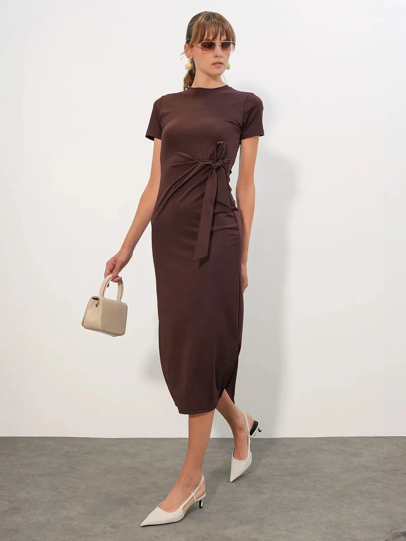 BDART Fitted Midi Jersey Dress With Tie Detail