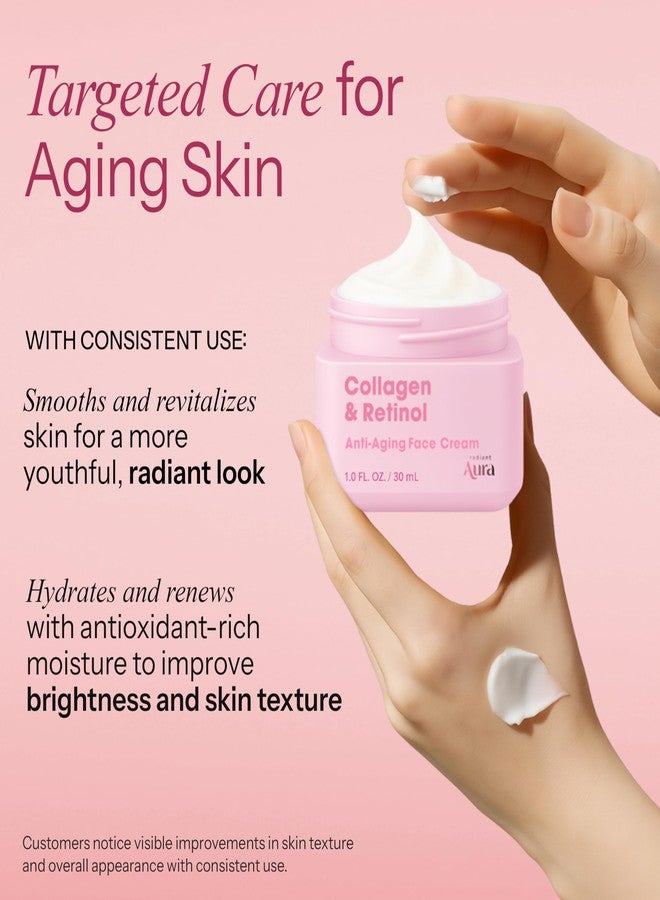 Radiant Aura Collagen & Retinol Face Cream - Dermatologist Tested Korean Anti-Aging Moisturizer for Smoothing & Firming - Premium Formula for Wrinkle Care & Skin Rejuvenation - 1.67 fl oz - Pack of 2 - Image 3