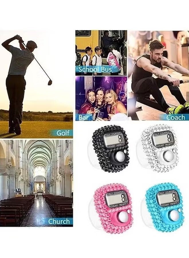 YJ 4 Pcs Finger Counters - 5 Digital LED Electronic Finger Counter, Mechanical Manual Clicker Number Lap Tracker Tally Counter with Bling Design Mini Ring Stick Counter Multicolour - Image 5