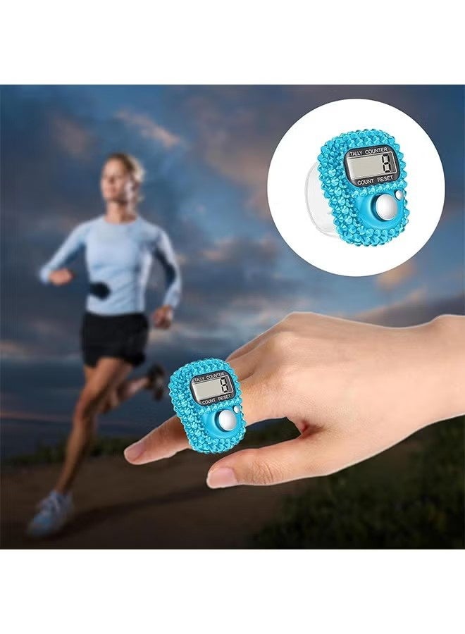 YJ 4 Pcs Finger Counters - 5 Digital LED Electronic Finger Counter, Mechanical Manual Clicker Number Lap Tracker Tally Counter with Bling Design Mini Ring Stick Counter Multicolour - Image 4