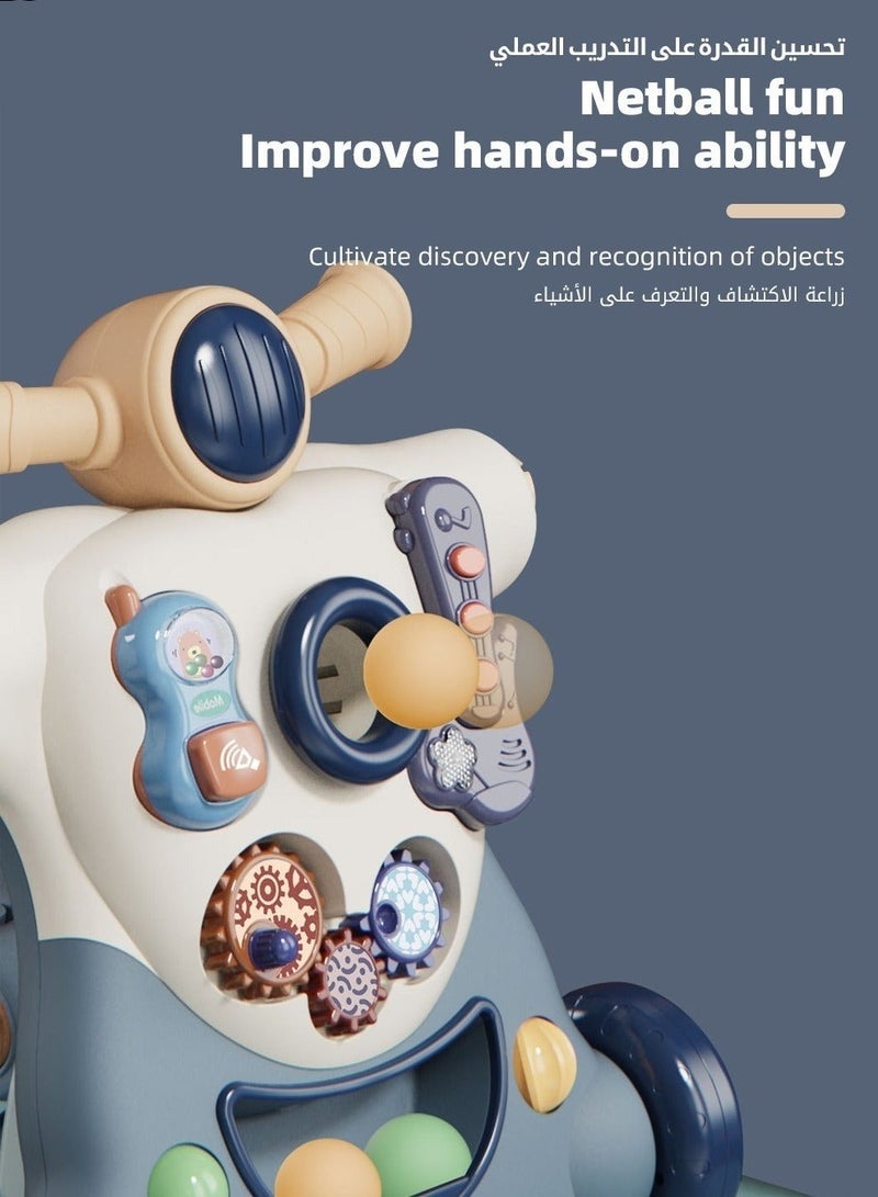 ميكسد 6 في 1 أطفال يتعلمون المشي ، الجلوس للوقوف مشايات الأطفال ، مركز نشاط الأطفال الصغار المتعدد ، عربة أطفال قابلة للتعديل ، هدية لعبة للأطفال الرضع الأولاد والبنات الأطفال الصغار - Image 4