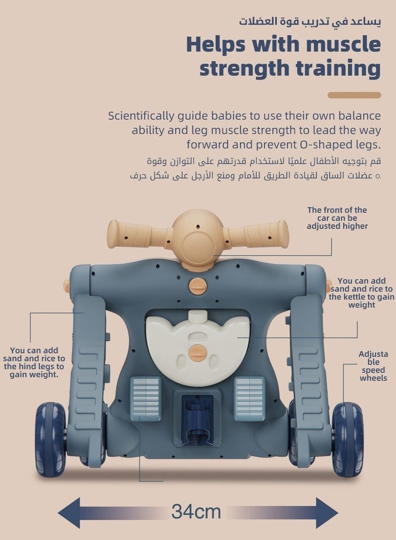 ميكسد 6 في 1 أطفال يتعلمون المشي ، الجلوس للوقوف مشايات الأطفال ، مركز نشاط الأطفال الصغار المتعدد ، عربة أطفال قابلة للتعديل ، هدية لعبة للأطفال الرضع الأولاد والبنات الأطفال الصغار - Image 5