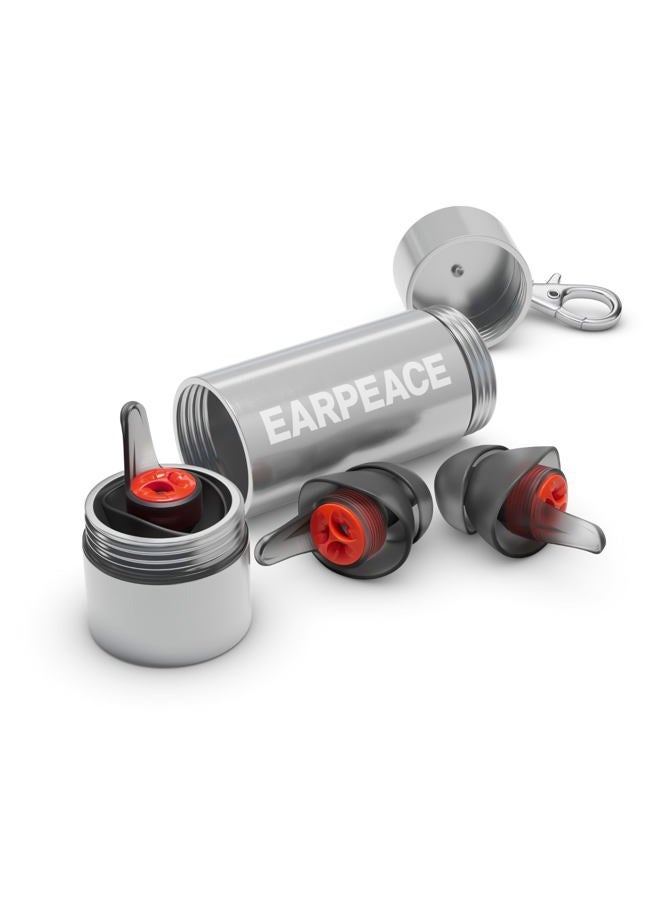 EarPeace Moto Pro Patented High Fidelity Hearing Protection - Motorcycle Earplugs for Motosports, Touring and Racing - Medium and Large Size - Noise Canceling Up to 20dB - Silver Case - Image 1