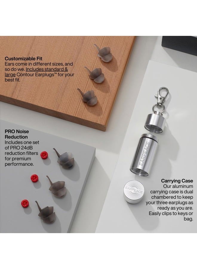 EarPeace Moto Pro Patented High Fidelity Hearing Protection - Motorcycle Earplugs for Motosports, Touring and Racing - Medium and Large Size - Noise Canceling Up to 20dB - Silver Case - Image 4