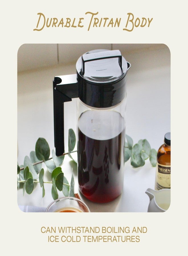 Takeya Deluxe Cold Brew Coffee Maker - BPA-Free Tritan Pitcher with Airtight Leakproof Lid, Silicone Grip Handle, Fine-Mesh Filter - Shatter-Proof, Dishwasher Safe, Made in USA - 1 Quart/Black - Image 3