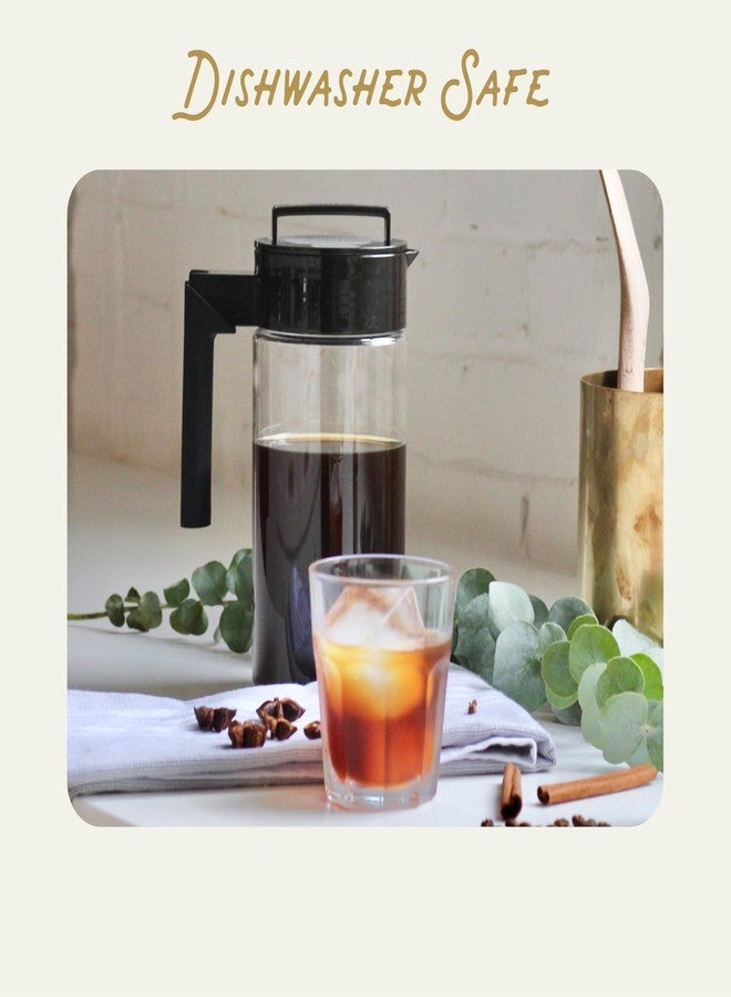 Takeya Deluxe Cold Brew Coffee Maker - BPA-Free Tritan Pitcher with Airtight Leakproof Lid, Silicone Grip Handle, Fine-Mesh Filter - Shatter-Proof, Dishwasher Safe, Made in USA - 1 Quart/Black - Image 5