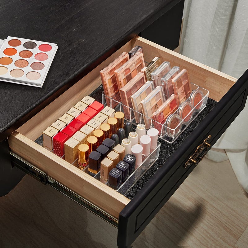 WECHENG Makeup Organizer for Eyeshadow Palette and Lipstick Organizer, 7 Section Divided Makeup Palette Organizer for Vanity Drawer Countertop Modern Cosmetics Storage(7.48" x 6.22" x 1.77") - Image 5