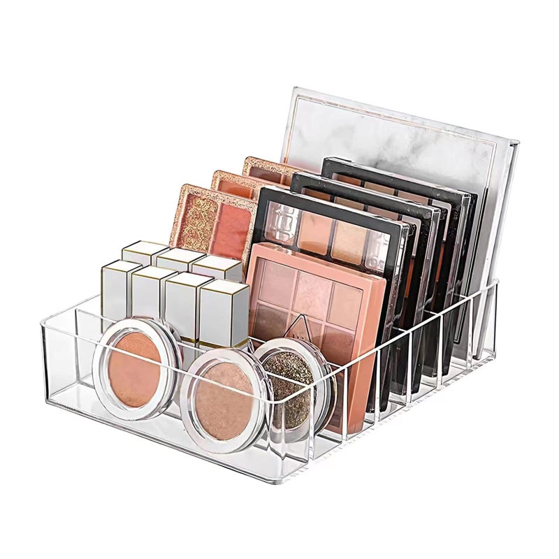 WECHENG Makeup Organizer for Eyeshadow Palette and Lipstick Organizer, 7 Section Divided Makeup Palette Organizer for Vanity Drawer Countertop Modern Cosmetics Storage(7.48" x 6.22" x 1.77") - Image 1