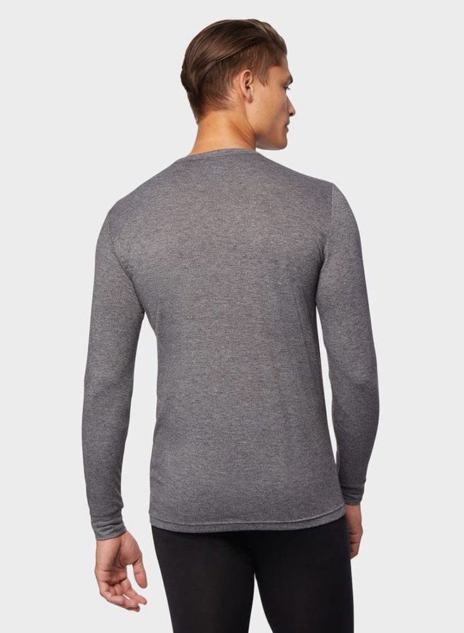 32 Degrees Men's Lightweight Baselayer Crew Top | Long Sleeve | Form Fitting | 4-Way Stretch | Thermal, Charcoal Heather, XL - Image 4